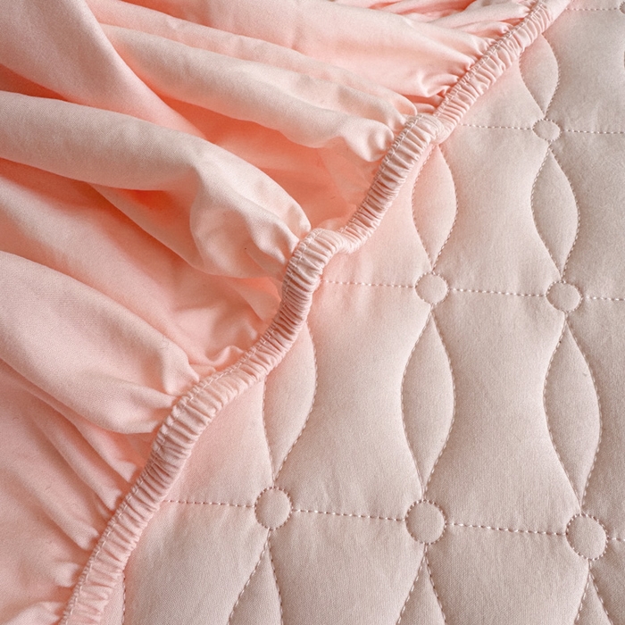 91家纺网 家纺一手货源 找家纺 云雀 2025新款A类加棉刺绣棉花床笠+盖毯 棉花床笠-玉粉