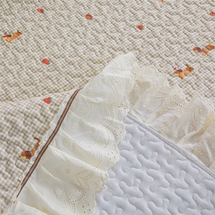 91家纺网 家纺一手货源 找家纺 恒爱家纺 2025新款全棉纯棉韩版印花床盖三件套 顽皮狗