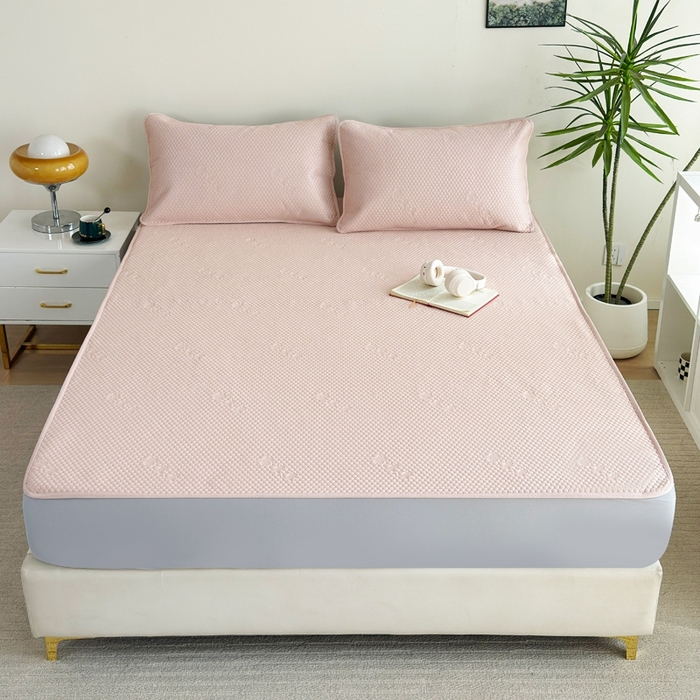 91家纺网 家纺一手货源 找家纺 许林2025新款凉豆豆床席 简约粉