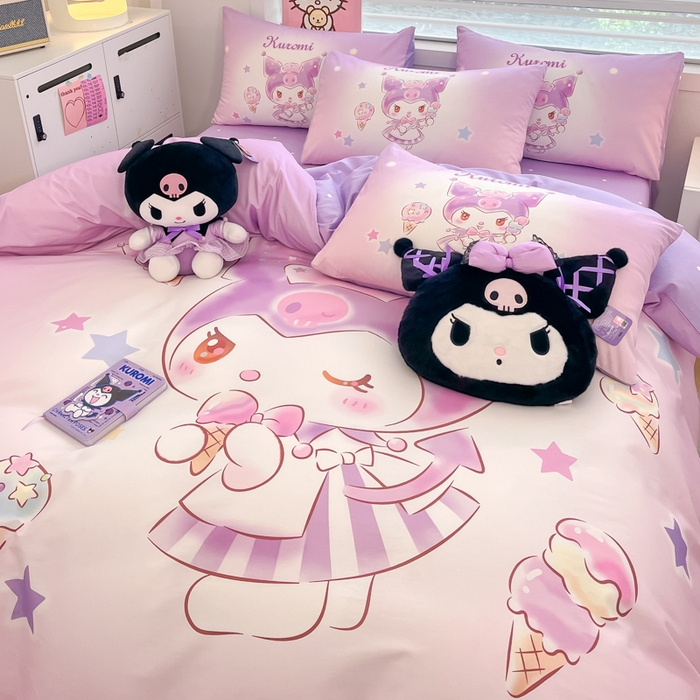 91家纺网 家纺一手货源 找家纺 暮思家居 2025新款正版授权三丽鸥大阪全棉数码印花纯棉四件套系列-第三批(专版花型) 大版-炫彩库洛米