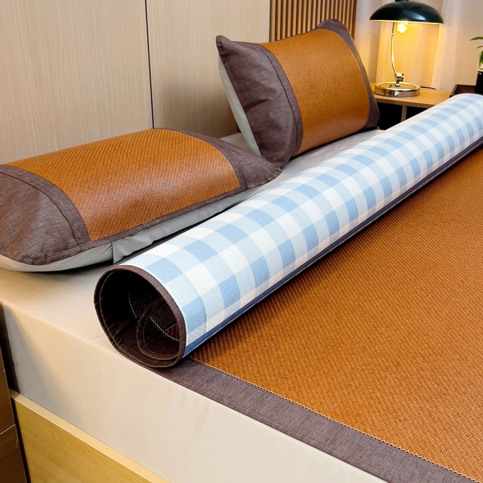 91家纺网 家纺一手货源 找家纺 梵赫 2025新款夏季成人凉感藤席凉席 简约-蓝格