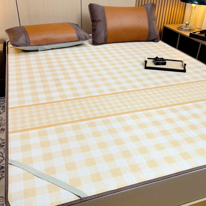 91家纺网 家纺一手货源 找家纺 梵赫 2025新款夏季成人凉感藤席凉席 简约-黄格