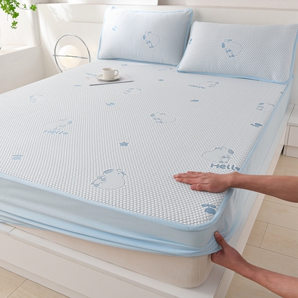 梦之星  2025新款凉豆豆凉席床笠款三件套 卡比巴拉床笠款-蓝