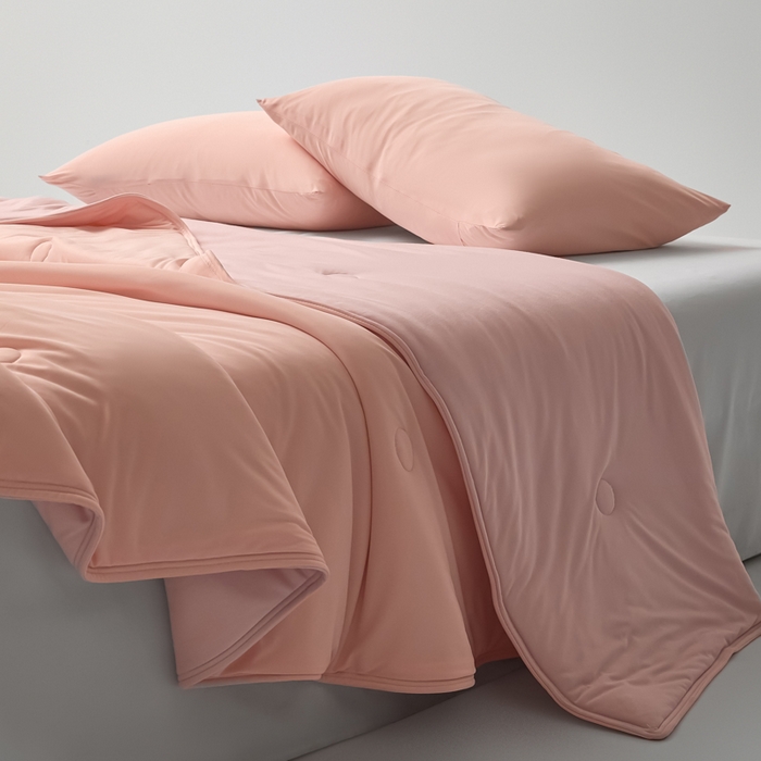 91家纺网 家纺一手货源 找家纺 欧邦 2025春夏新款Pro+深睡双面用锦纶夏被空调被 仲夏粉