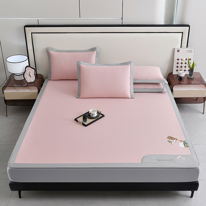 91家纺网 家纺一手货源 找家纺 小牛席业 2025新款3D按摩-鲜花清凉豆豆席系列（床笠款） 粉色