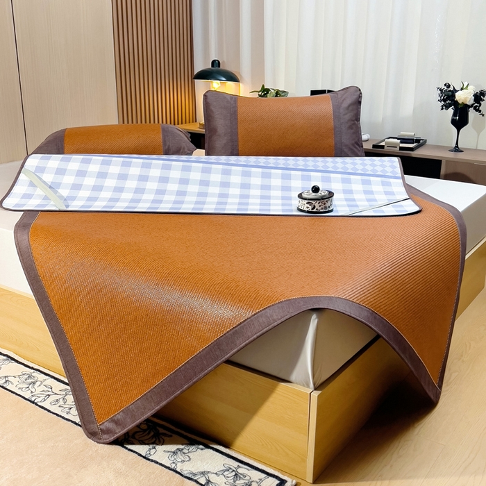 91家纺网 家纺一手货源 找家纺 梵赫 2025新款夏季成人凉感藤席凉席 简约-紫蓝格