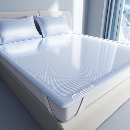 星座家纺 2025新款斜纹冰丝凉席三件套-绣花款 宁静蓝