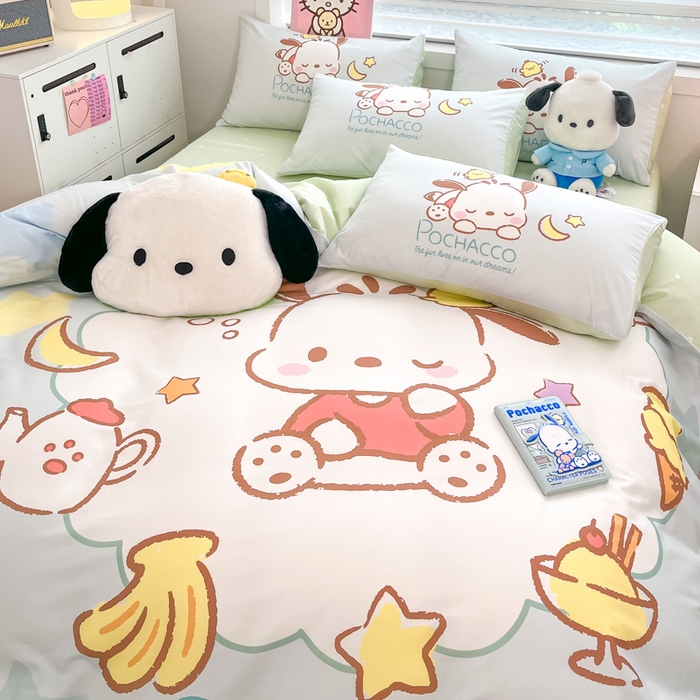 91家纺网 家纺一手货源 找家纺 暮思家居 2025新款正版授权三丽鸥大阪全棉数码印花纯棉四件套系列-第三批(专版花型) 大版-星星帕恰狗