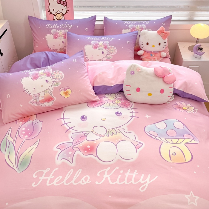 91家纺网 家纺一手货源 找家纺 暮思家居 2025新款正版授权三丽鸥大阪全棉数码印花纯棉四件套系列-第三批(专版花型) 大版-梦幻KT