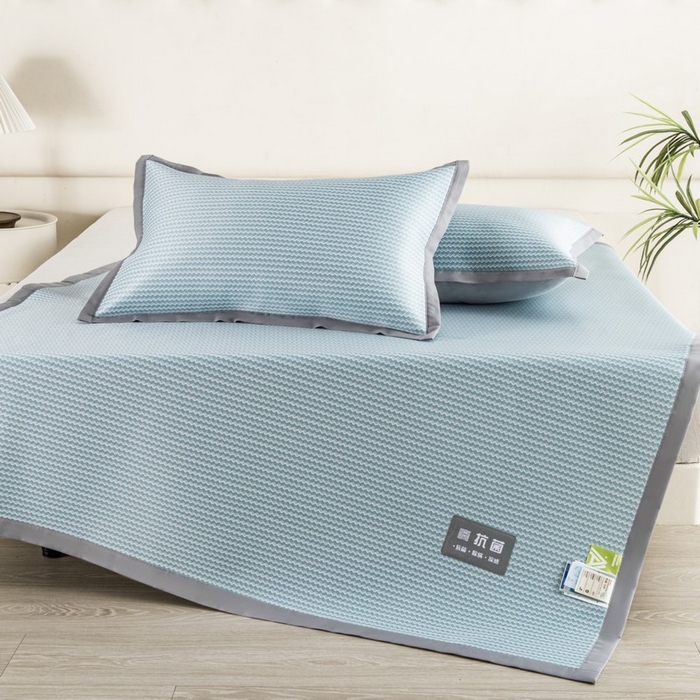 91家纺网 家纺一手货源 找家纺 （总）尚品凤凰 2025新款凉感冰丝席三件套凉席