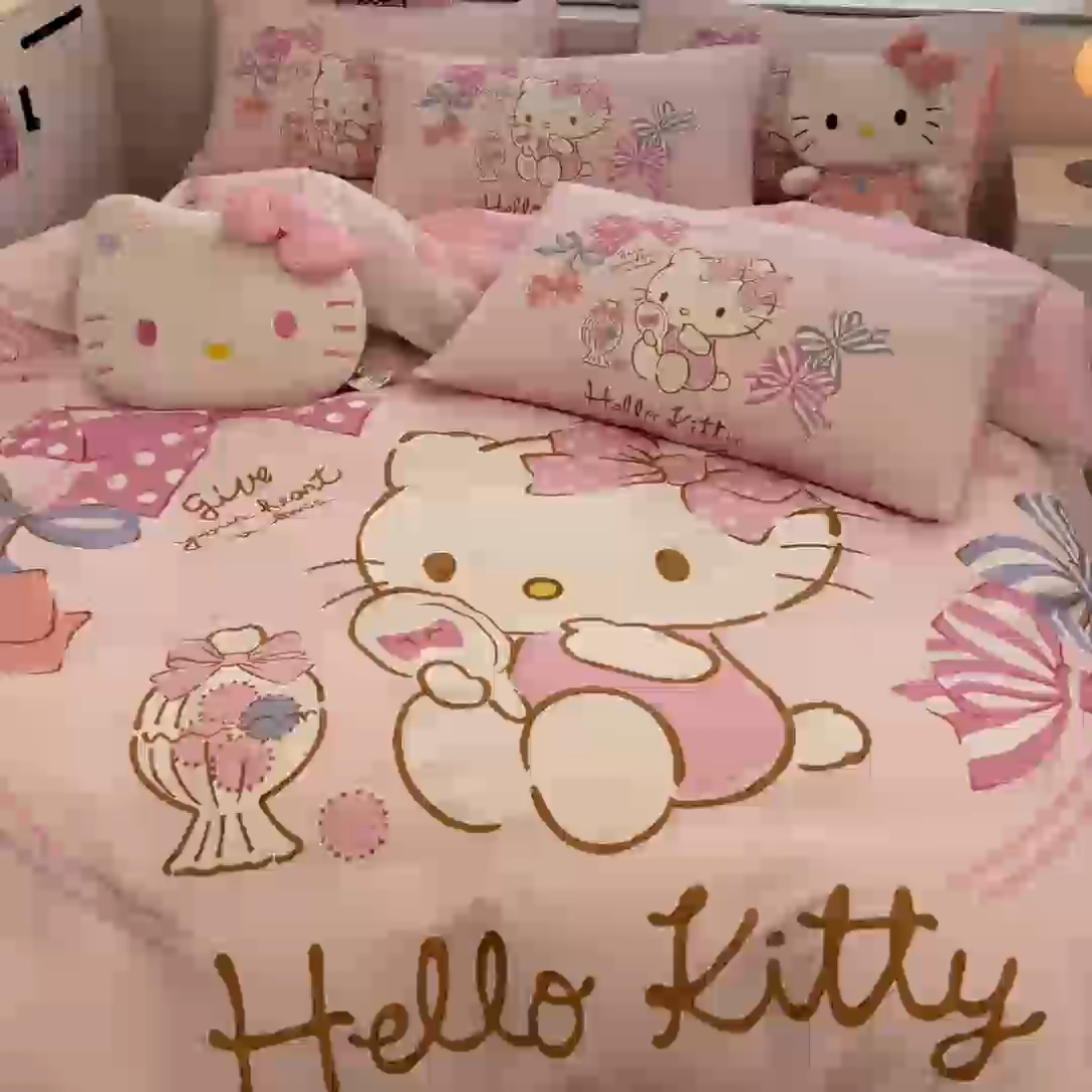 91家纺网 家纺一手货源 找家纺 暮思家居 2025新款正版授权三丽鸥大阪全棉数码印花纯棉四件套系列-第三批(专版花型) 大版-美美KT