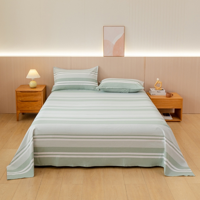 91家纺网 家纺一手货源 找家纺 居美良品 2025新款A类传统非遗手工粗布凉席三件套100%全棉色织床单 云锦-淡绿