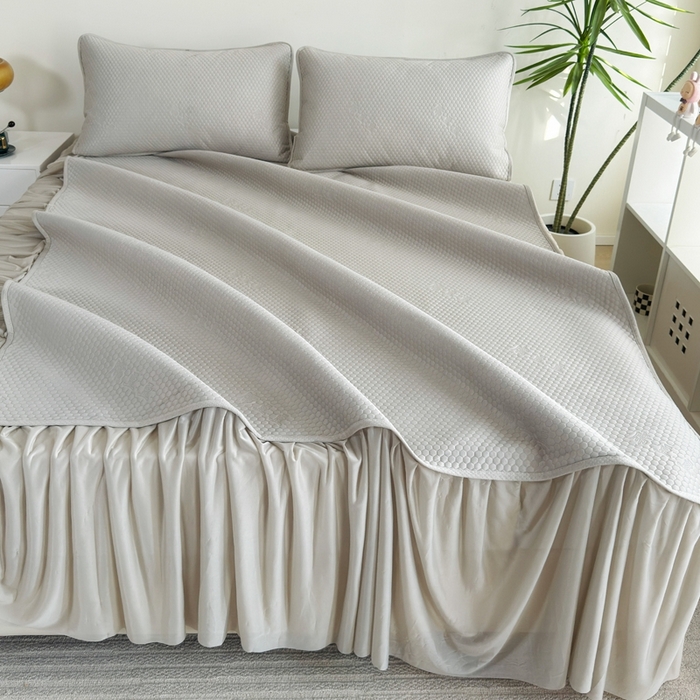 91家纺网 家纺一手货源 找家纺 许林2025新款凉豆豆床裙 北欧金