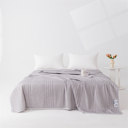 席万佳2025新款简约冰激凌凉感丝夏被夏凉被空调被 灰色