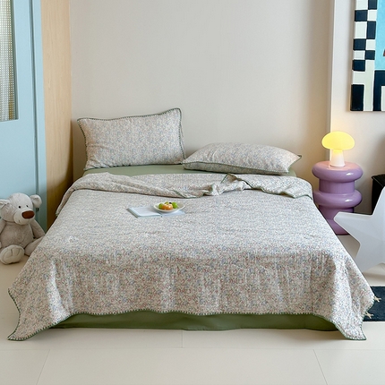 91家纺网 家纺一手货源 找家纺 （总）三朵家纺 2025春夏新款全棉纯棉双层绉绉纱三角针夏被夏凉被空调被