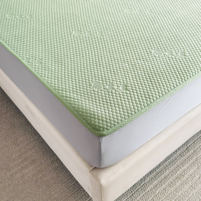 91家纺网 家纺一手货源 找家纺 许林2025新款凉豆豆床席 简约绿