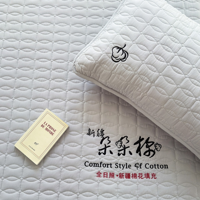 91家纺网 家纺一手货源 找家纺 云雀 2025新款A类加棉刺绣棉花床笠+盖毯 棉花床笠-灰