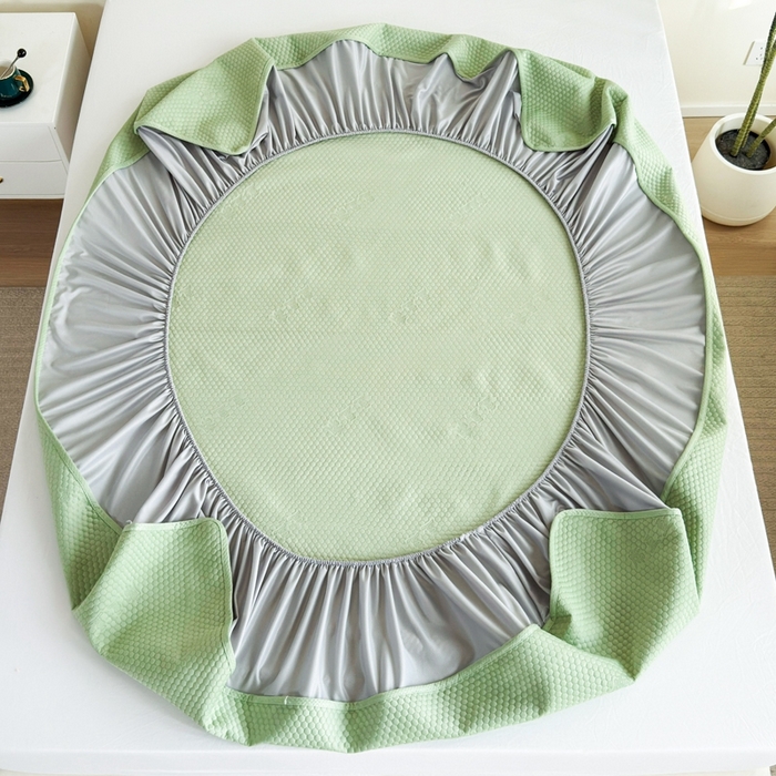 91家纺网 家纺一手货源 找家纺 许林2025新款凉豆豆床席 简约绿