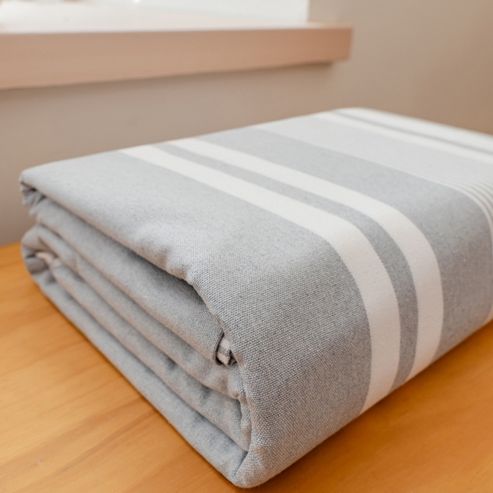 91家纺网 家纺一手货源 找家纺 居美良品 2025新款A类传统非遗手工粗布凉席三件套100%全棉色织床单 云锦-浅灰