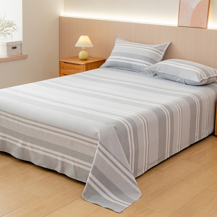 91家纺网 家纺一手货源 找家纺 居美良品 2025新款A类传统非遗手工粗布凉席三件套100%全棉色织床单 云锦-浅灰