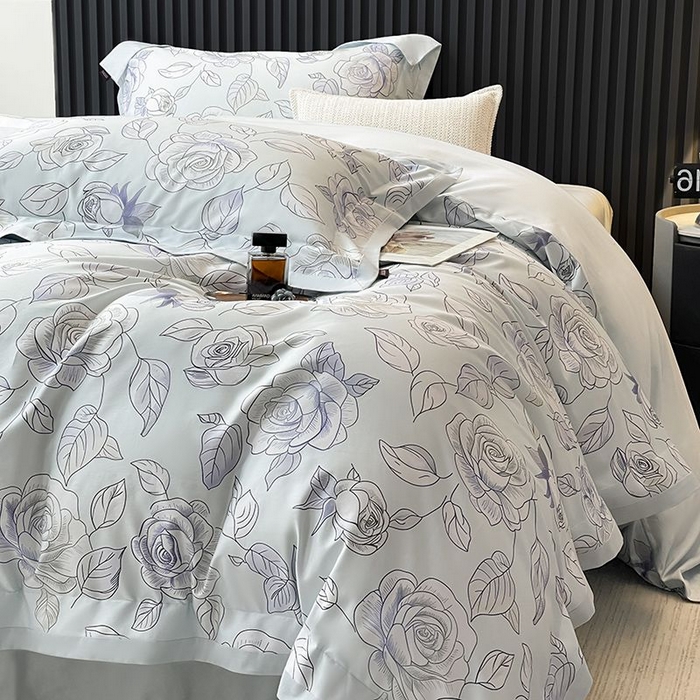 91家纺网 家纺一手货源 找家纺 2025新款夏季热款A类母婴级数码印花全棉四件套高端纯棉被套长绒棉床单床笠床上用品 沐熙-绿