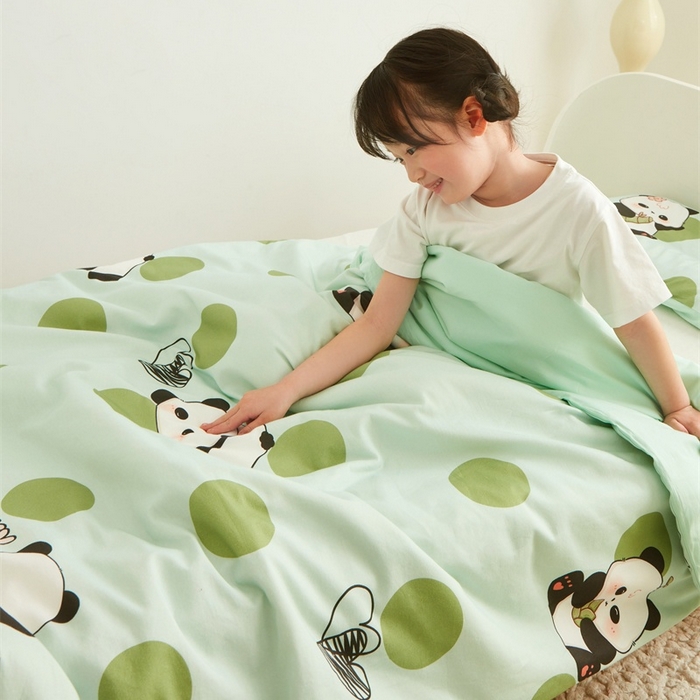 91家纺网 家纺一手货源 找家纺 艾佳宝贝 2025新款A类儿童全棉多功能单被套可拆式夏被四季被子 lucky熊猫