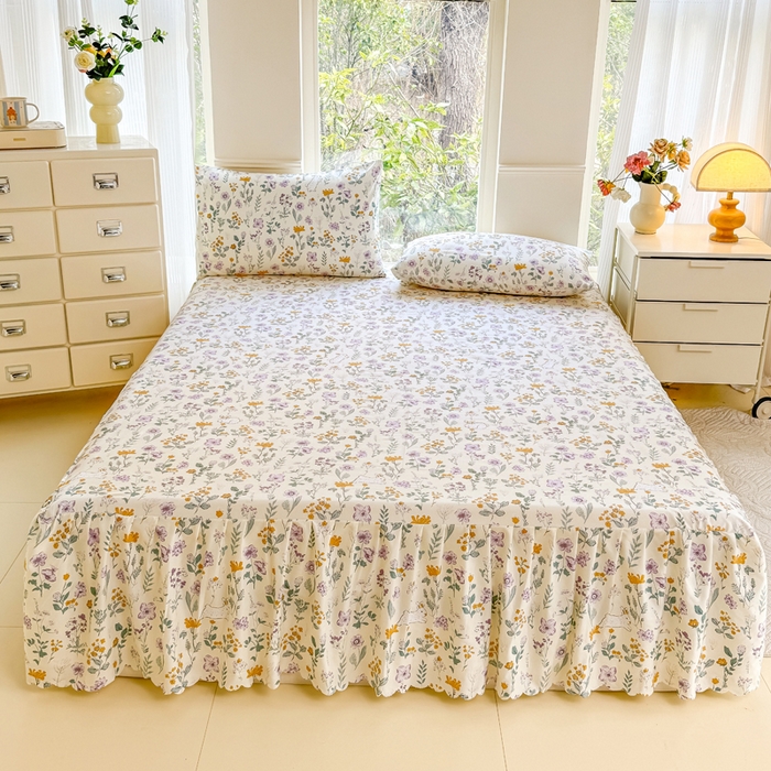 91家纺网 家纺一手货源 找家纺 莎臣豹 2025新款植物羊绒单品单件单床裙可配床裙三件套 秘境芳踪