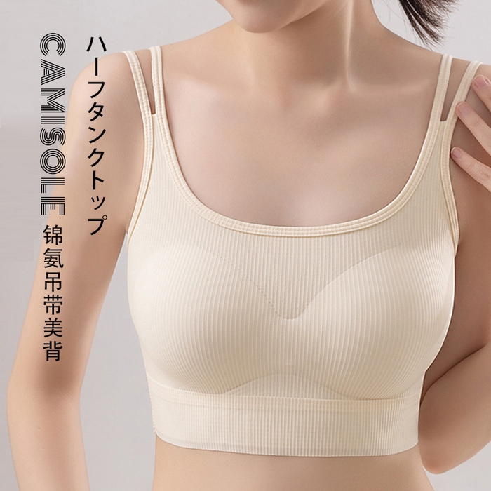 91家纺网 家纺一手货源 找家纺 （总）良品汇馆 2025新款【百搭双肩带文胸吊带】日式无印美背裹胸内衣良品女士文胸无钢圈打底内搭吊胸垫无缝抹胸