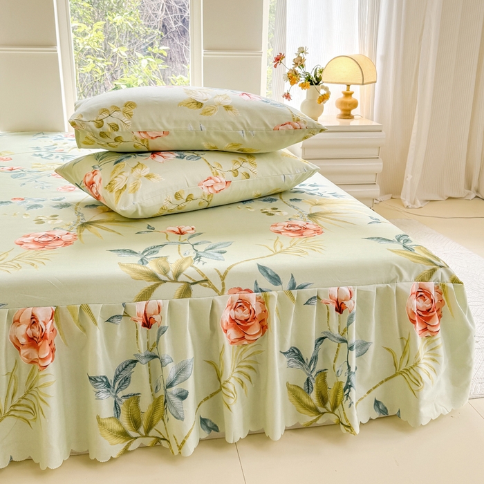 91家纺网 家纺一手货源 找家纺 莎臣豹 2025新款植物羊绒单品单件单床裙可配床裙三件套 如沐春风