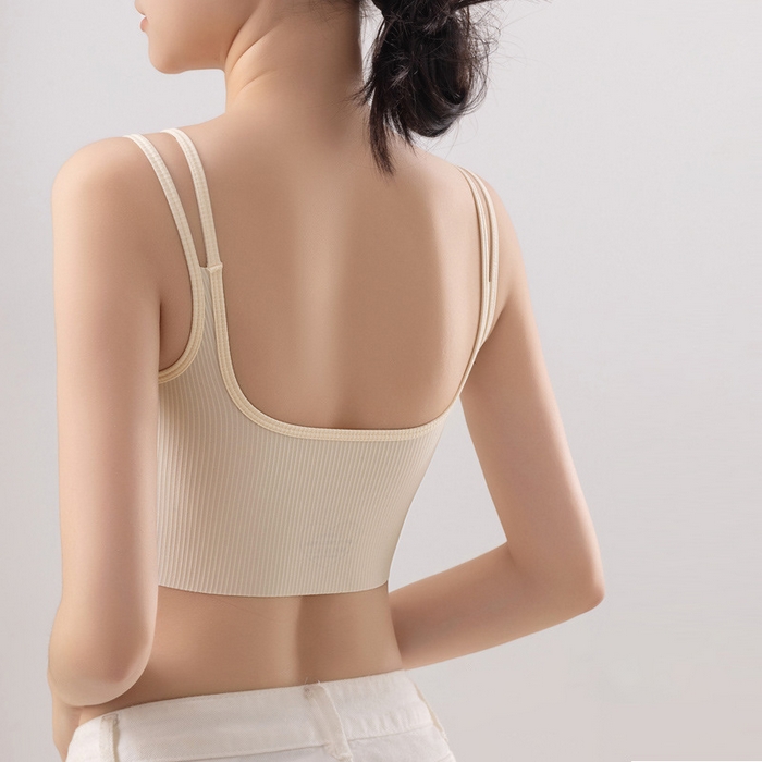 91家纺网 家纺一手货源 找家纺 （总）良品汇馆 2025新款【百搭双肩带文胸吊带】日式无印美背裹胸内衣良品女士文胸无钢圈打底内搭吊胸垫无缝抹胸