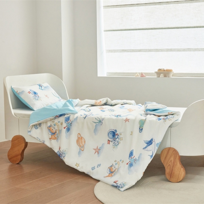 91家纺网 家纺一手货源 找家纺 艾佳宝贝 2025新款A类儿童全棉多功能单被套可拆式夏被四季被子 太空飞行