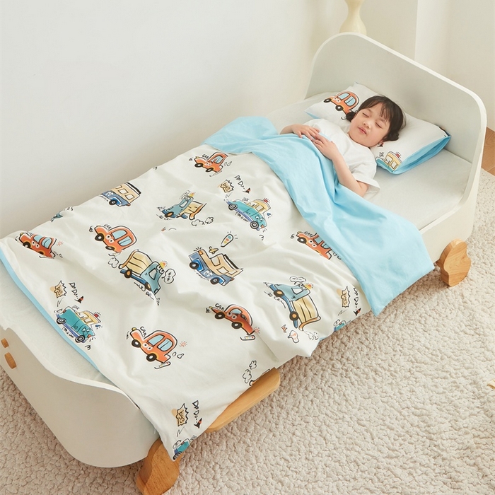 91家纺网 家纺一手货源 找家纺 艾佳宝贝 2025新款A类儿童全棉多功能单被套可拆式夏被 巴士汽车