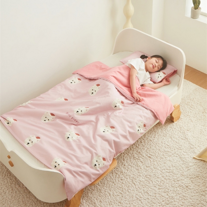 91家纺网 家纺一手货源 找家纺 艾佳宝贝 2025新款A类儿童全棉多功能单被套可拆式夏被 乖萌小狗