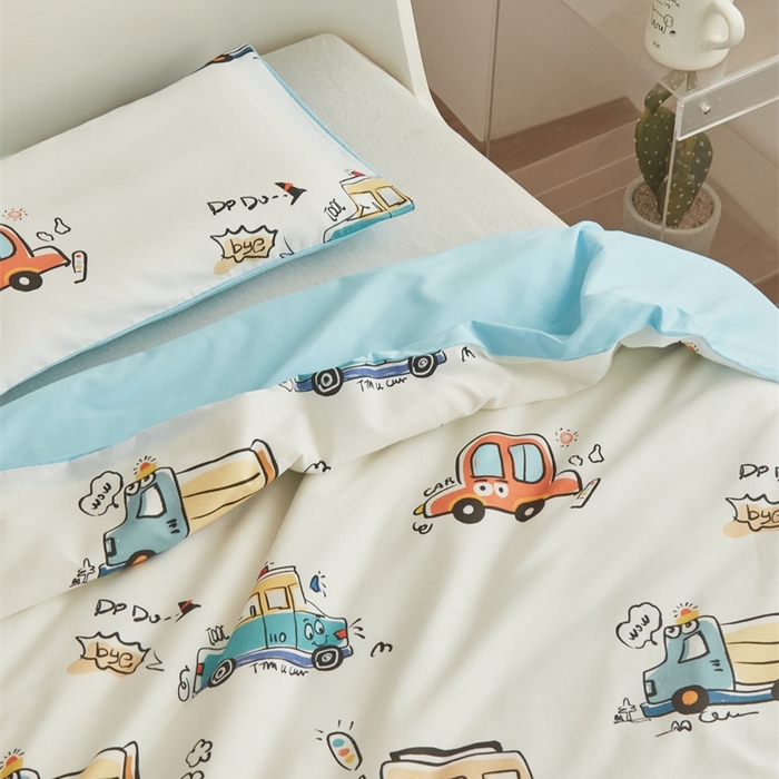 91家纺网 家纺一手货源 找家纺 艾佳宝贝 2025新款A类儿童全棉多功能单被套 巴士汽车