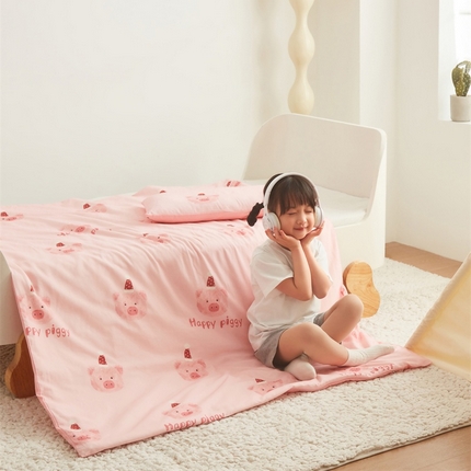 艾佳宝贝 2025新款A类儿童全棉多功能单被套 乖巧萌猪