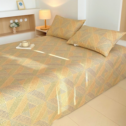 91家纺网 家纺一手货源 找家纺 （总）春皖家纺 2025新款A类全棉简约老粗纱布四件套风格一-普通款单枕套