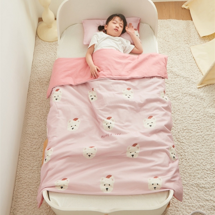 91家纺网 家纺一手货源 找家纺 艾佳宝贝 2025新款A类儿童全棉多功能单被套可拆式夏被四季被子 乖萌小狗