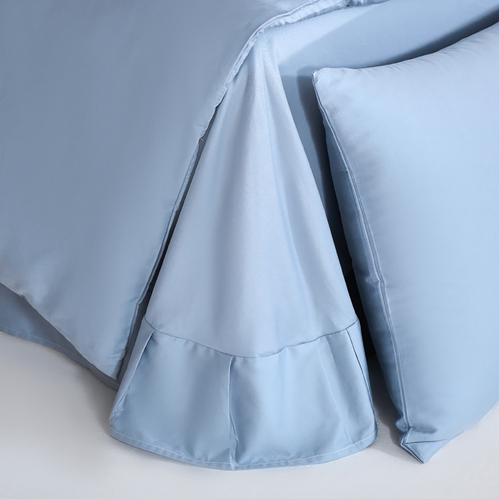 91家纺网 家纺一手货源 找家纺 闲鱼家纺 2025新款亲肤舒适60S黑标A类全棉纯色四件套单被套单床笠-风格一单被套单床笠-风格二 浅蓝灰