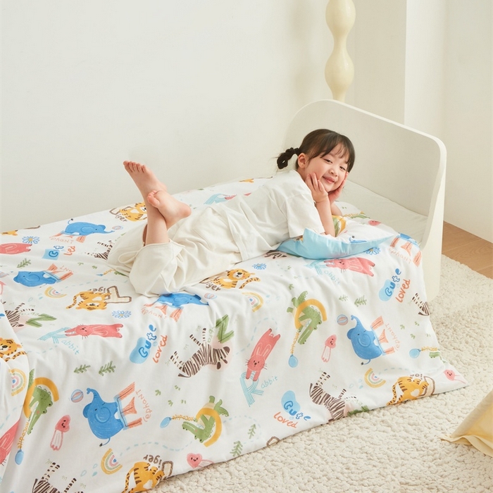 91家纺网 家纺一手货源 找家纺 艾佳宝贝 2025新款A类儿童全棉多功能单被套 动物的世界