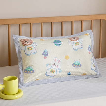 嗨生活 2025新款A类儿童冰藤枕套 幼儿园枕套 儿童枕套 太空小熊