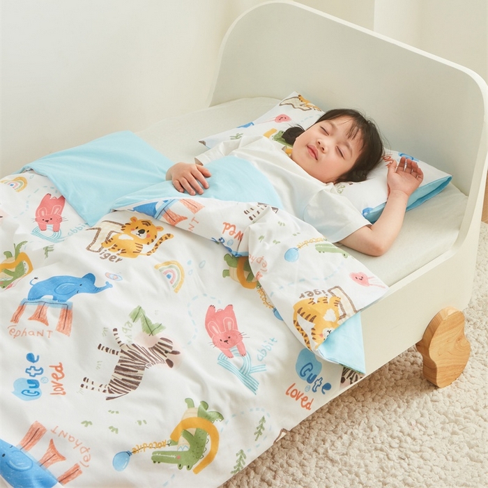 91家纺网 家纺一手货源 找家纺 艾佳宝贝 2025新款A类儿童全棉多功能单被套可拆式夏被四季被子 动物的世界