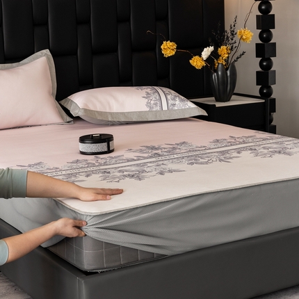 91家纺网 家纺一手货源 找家纺 （总）三味舒屋2025新款凉感抗菌防螨印花冰丝养生床笠（新升级7A抗菌）