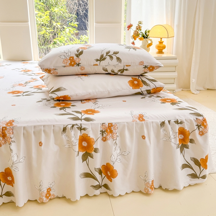 91家纺网 家纺一手货源 找家纺 莎臣豹 2025新款植物羊绒单品单件单床裙可配床裙三件套 千秋景