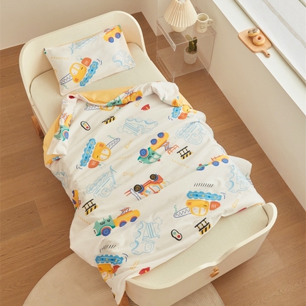 艾佳宝贝 2025新款A类儿童全棉多功能单被套可拆式夏被四季被子 工程小车
