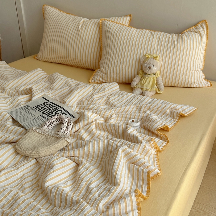 91家纺网 家纺一手货源 找家纺 （总）  曼町家居2025新款全棉水洗棉提花贝壳边夏被系列