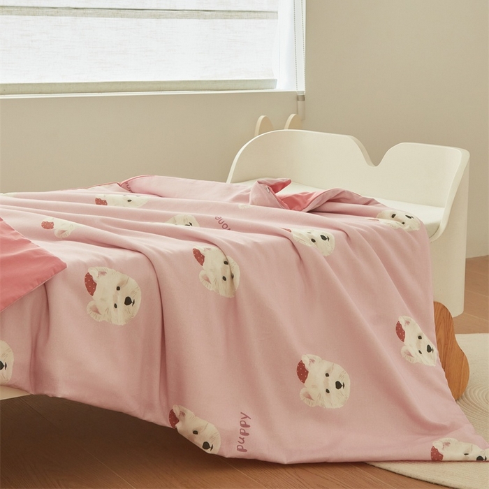 91家纺网 家纺一手货源 找家纺 艾佳宝贝 2025新款A类儿童全棉多功能单被套 乖萌小狗