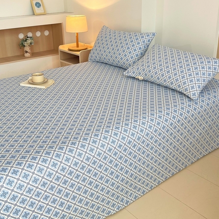 91家纺网 家纺一手货源 找家纺 （总）春皖家纺 2025新款A类全棉简约老粗纱布四件套风格一-普通款单枕套