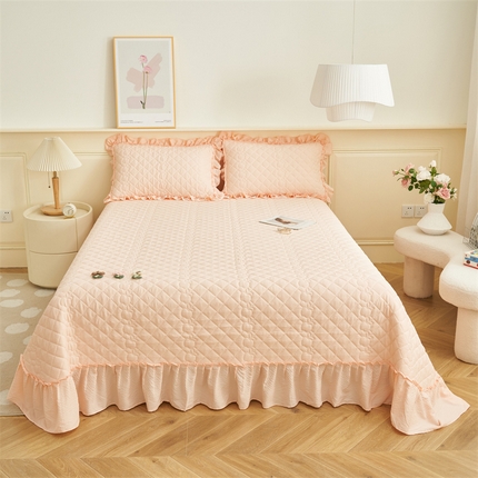 91家纺网 家纺一手货源 找家纺 （总）恒爱家纺 2025新款A类泡泡纱床盖-杜鹃