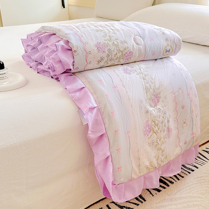 91家纺网 家纺一手货源 找家纺 佳一家纺 2025新款亲肤水洗棉夏被 遇见春天