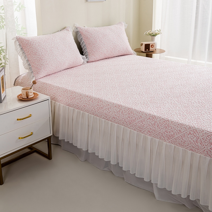 91家纺网 家纺一手货源 找家纺 叠派家纺 2025新款5A抗菌雅致床裙款三件套 雅致床裙款-冰粉